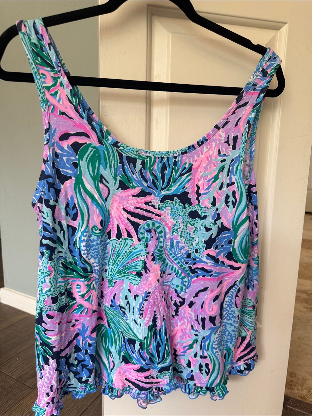 Lilly Pulitzer Pink, Blue & Green Sea Life Print Tank Top